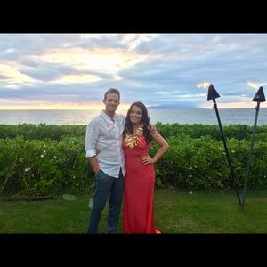 Coral Maxi with Sexy Slit and Cutouts